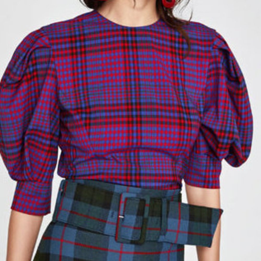 Zara Plaid Printed Top